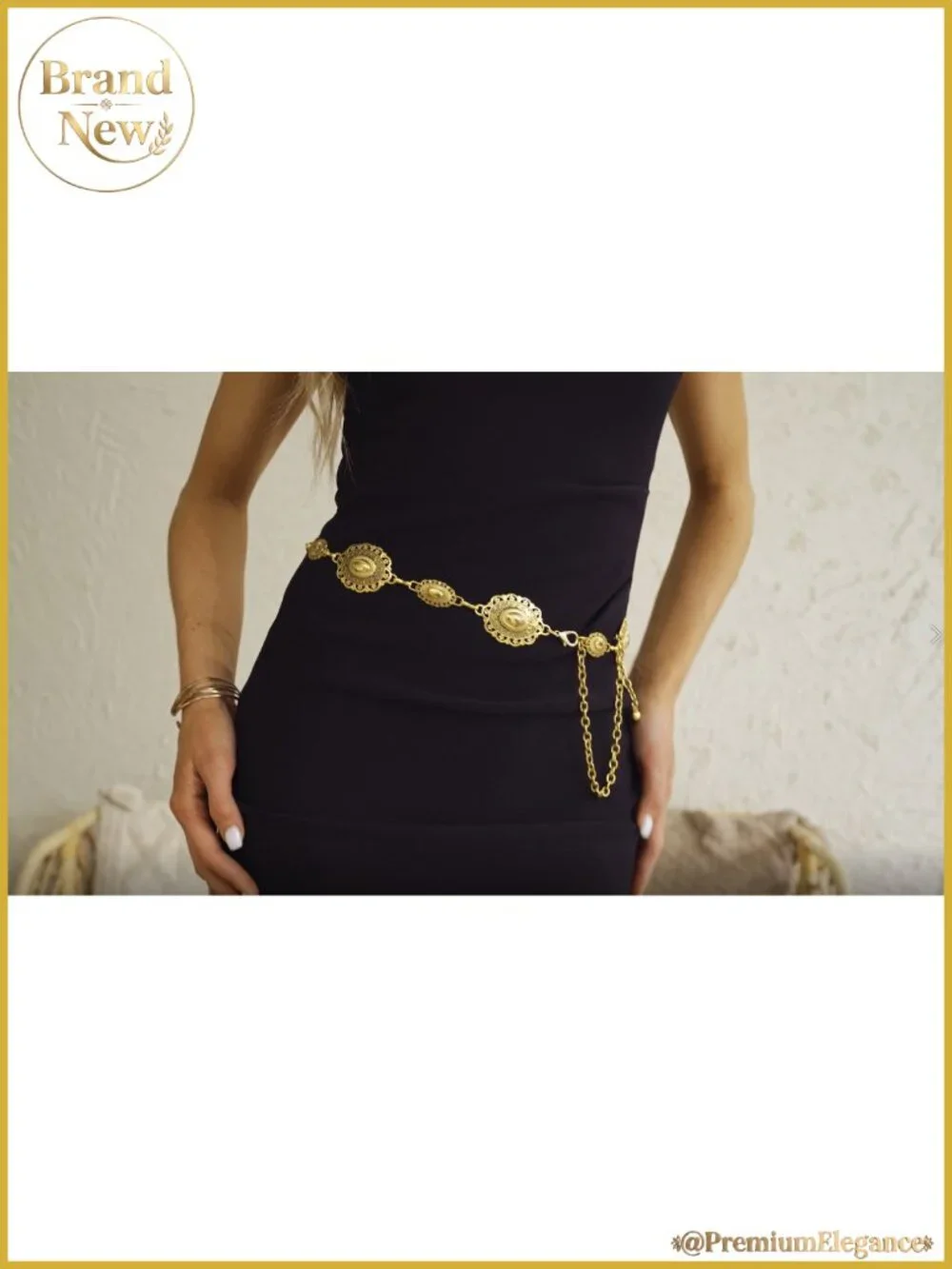 Western Metal Chain Belt Concho Cowgirl Waist Link for Jeans Dresses
